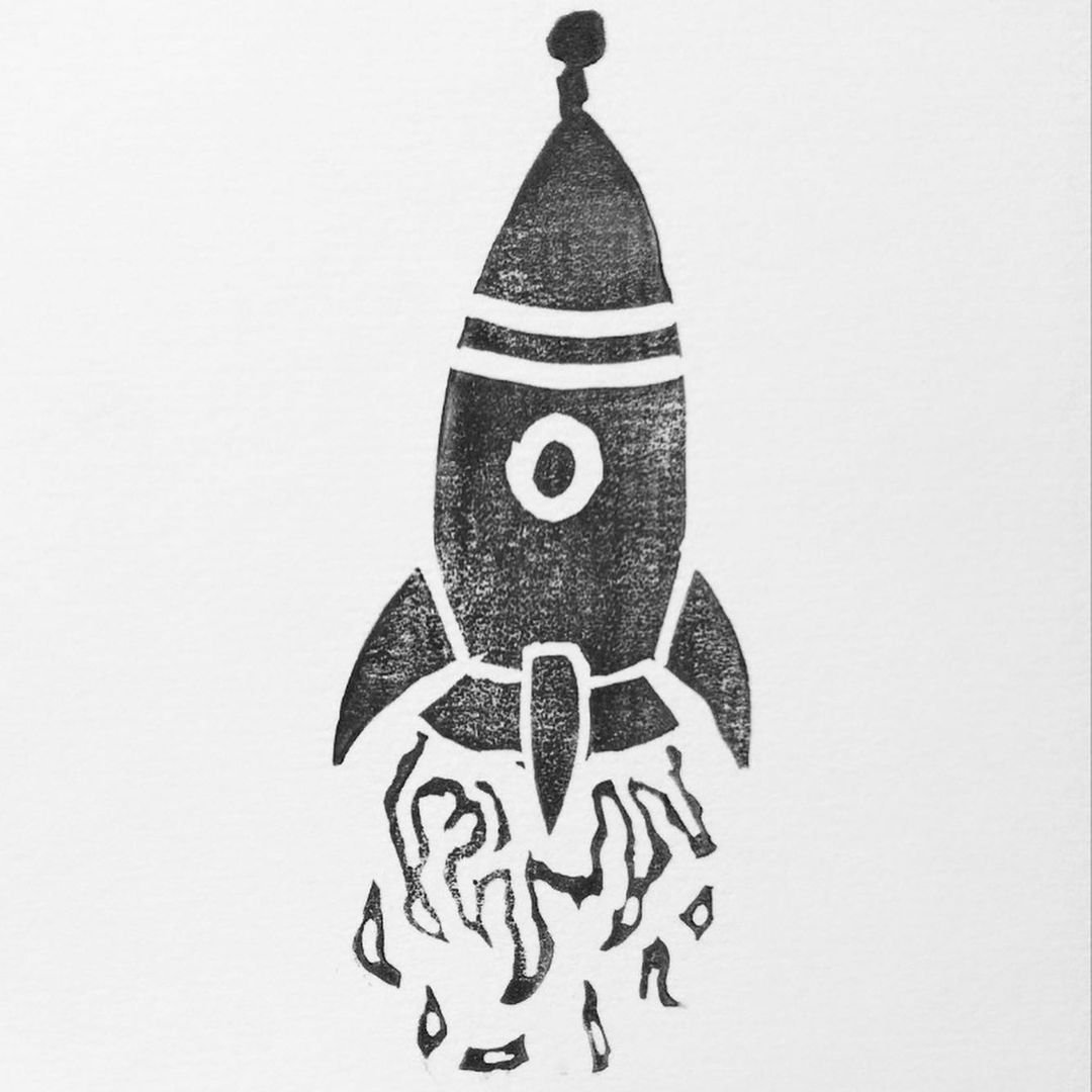 Inktober 2020 Rocket linocut print
