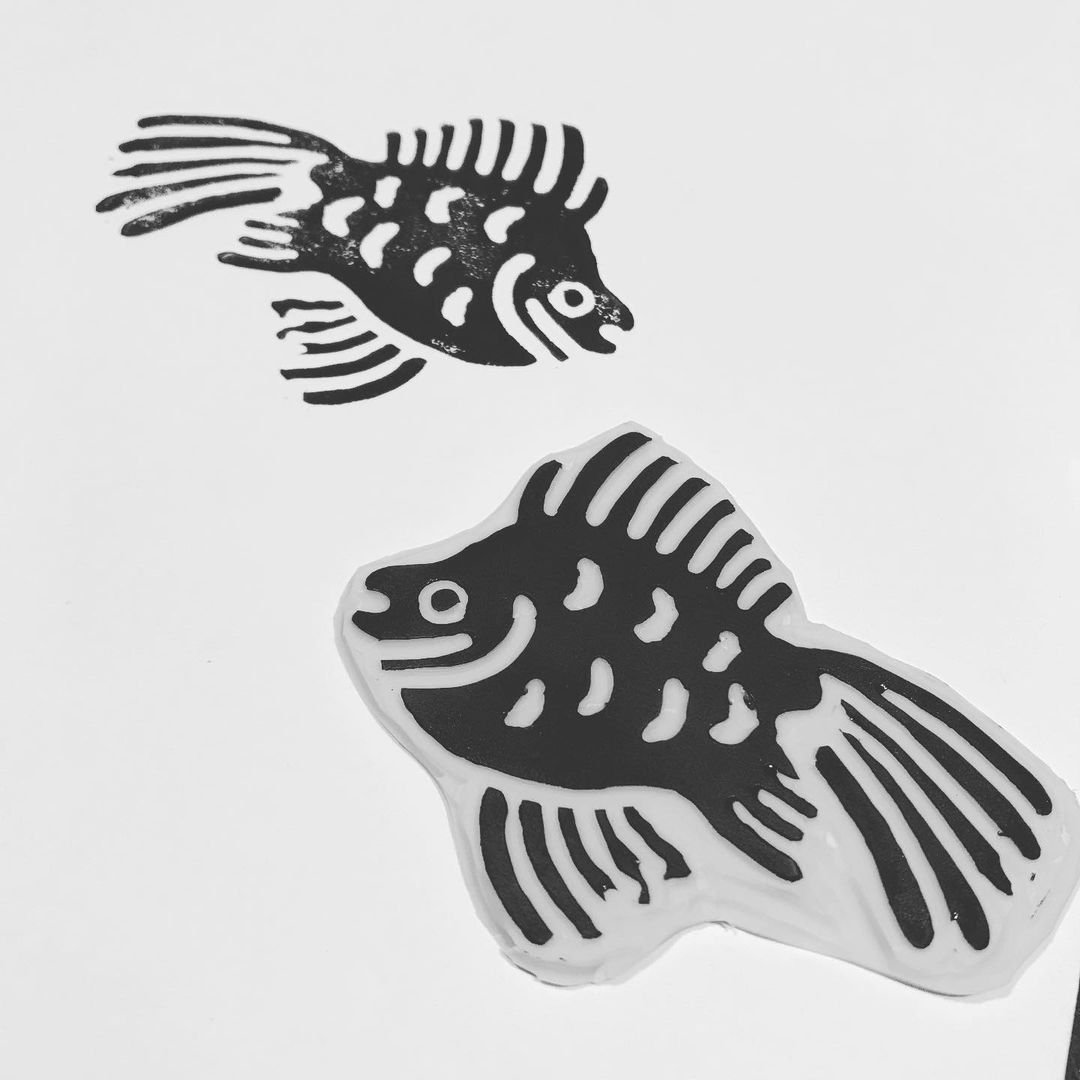 Inktober 2020 Fish linocut print